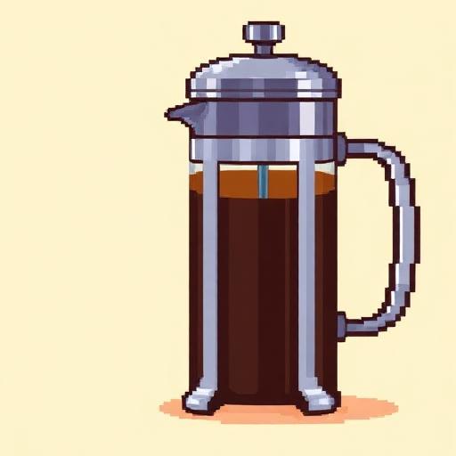 Pixel art of a French press coffee plunger
