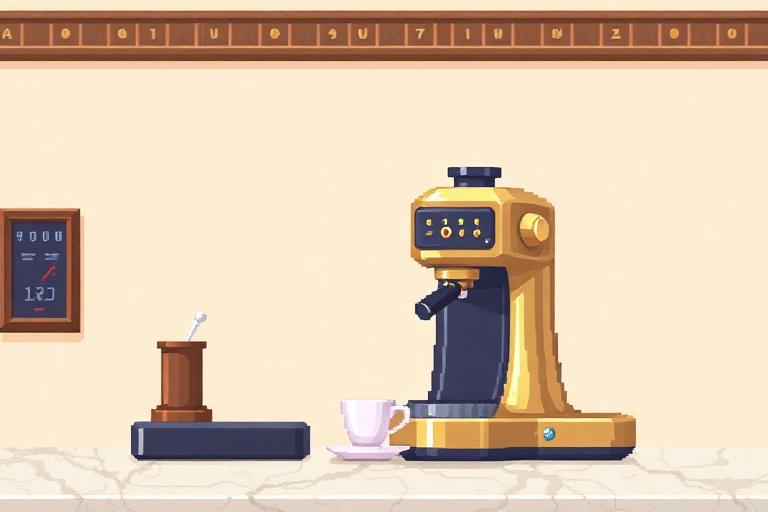 Pixel art of an Italian standing espresso bar