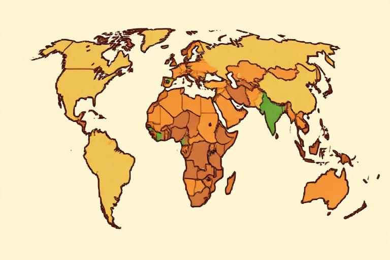 Pixel art map of the global coffee Bean Belt